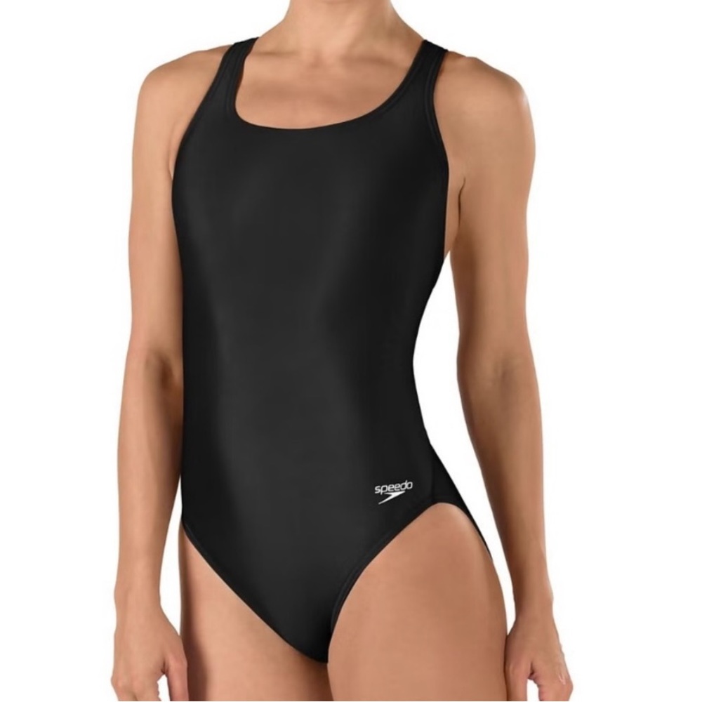 SPEEDO PRO-LT womens black swim training racerback athletic swimsuit NWT